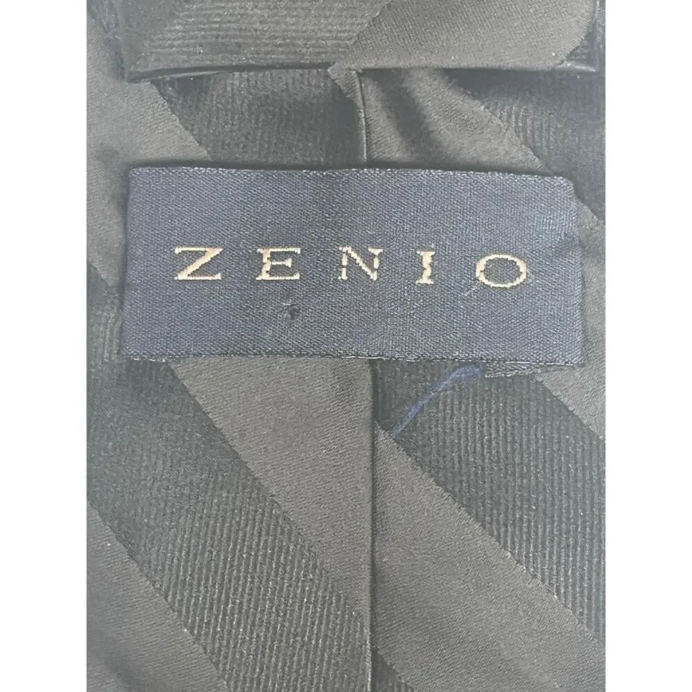 ZENIO Microfiber Tie - Black on Black - Hand Made - Slim Necktie 2.75